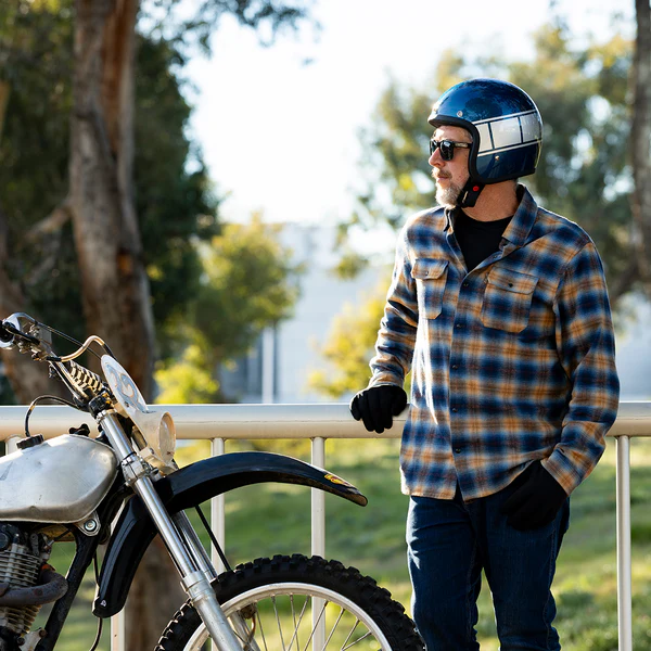 Шлем Biltwell BONANZA - 3/4 цвет -  синий металлик с серебристой полосой - размер XXL - 1001-5116-206