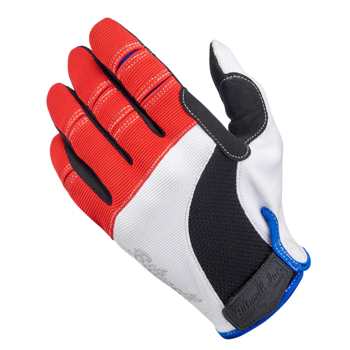 Перчатки Biltwell - MOTO GLOVES - бело-сини-красные - размер L - 1501-1208-004
