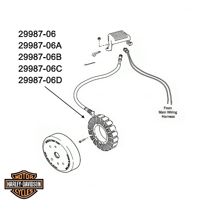 Статор генератора 50 Amp OEM Harley-Davidson 29987-06D