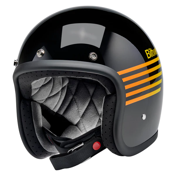 Шлем Biltwell BONANZA - 3/4 цвет -  черный глянец с полосами - размер L - 1001-5115-204