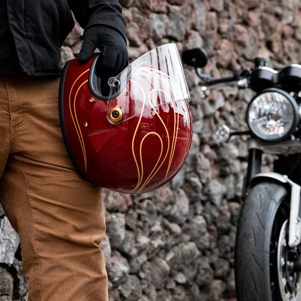 Шлем Biltwell GRINGO S ECE R22.06 - бордовый с языками пламени - размер M - 1003-594-503