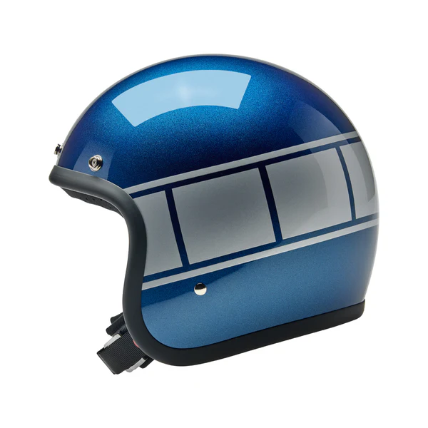 Шлем Biltwell BONANZA - 3/4 цвет -  синий металлик с серебристой полосой - размер M - 1001-5116-203