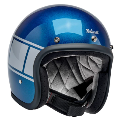 Шлем Biltwell BONANZA - 3/4 цвет -  синий металлик с серебристой полосой - размер M - 1001-5116-203