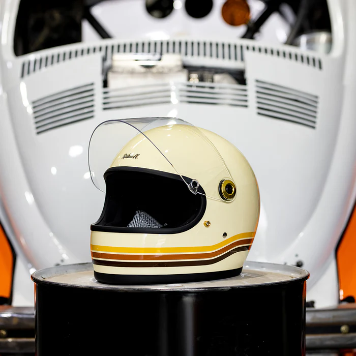 Шлем Biltwell GRINGO S ECE R22.06 - винтажный белый с полосами - размер XL - 1003-560-505
