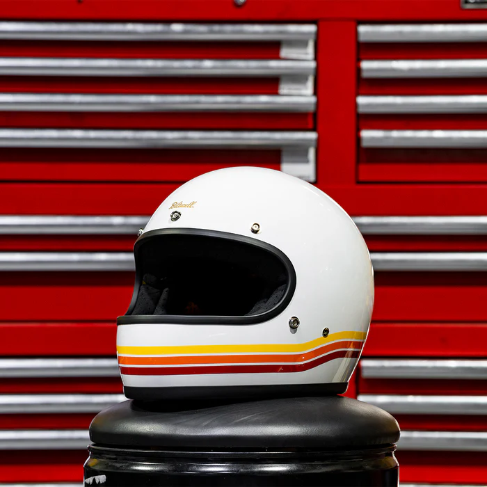 Шлем Biltwell Gringo ECE R22.06 - белый глянец с полосами - размер M - 0101-18364, 1002-591-503