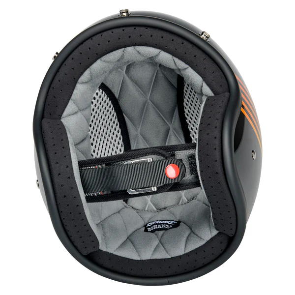 Шлем Biltwell BONANZA - 3/4 цвет -  черный глянец с полосами - размер L - 1001-5115-204