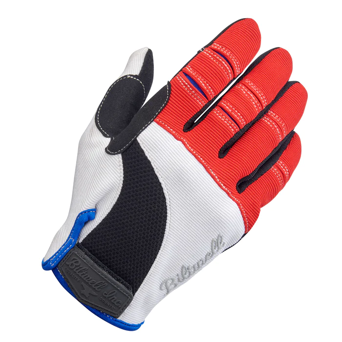 Перчатки Biltwell - MOTO GLOVES - бело-сини-красные - размер L - 1501-1208-004