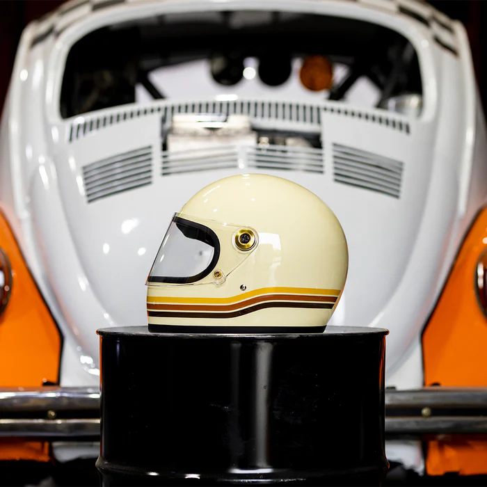 Шлем Biltwell GRINGO S ECE R22.06 - винтажный белый с полосами - размер XL - 1003-560-505