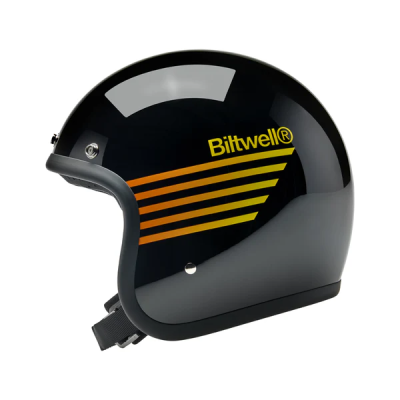 Шлем Biltwell BONANZA - 3/4 цвет -  черный глянец с полосами - размер L - 1001-5115-204