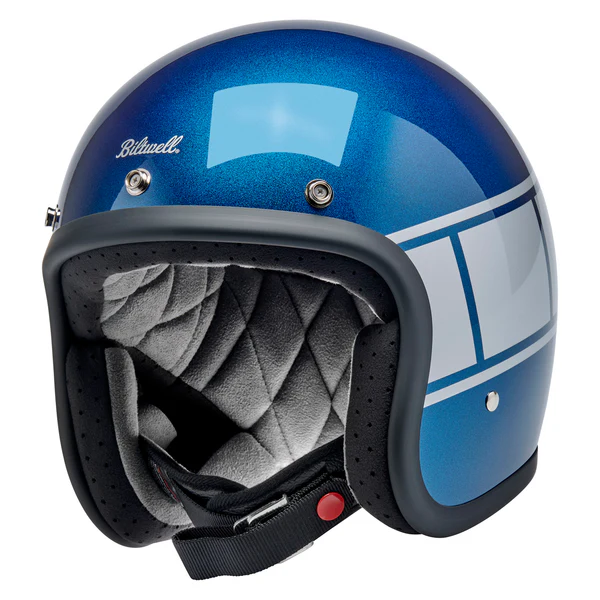 Шлем Biltwell BONANZA - 3/4 цвет -  синий металлик с серебристой полосой - размер XXL - 1001-5116-206